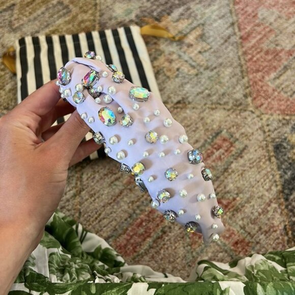 Stoney Clover Lane X Lele Sadoughi Pastel Purple Pearl and Gems Headband - Picture 5 of 7
